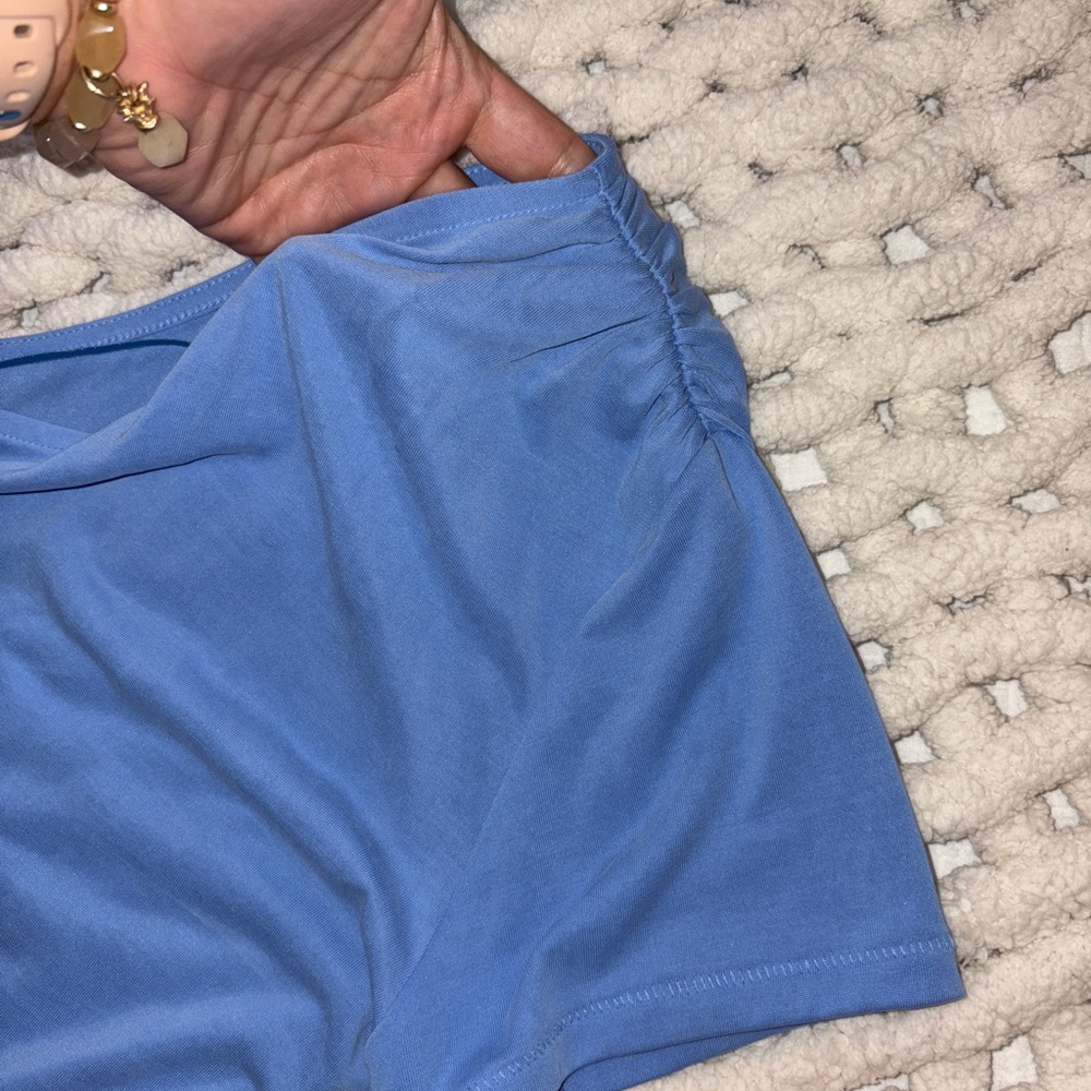 Blue One-Shoulder Top - Picture 3 of 4